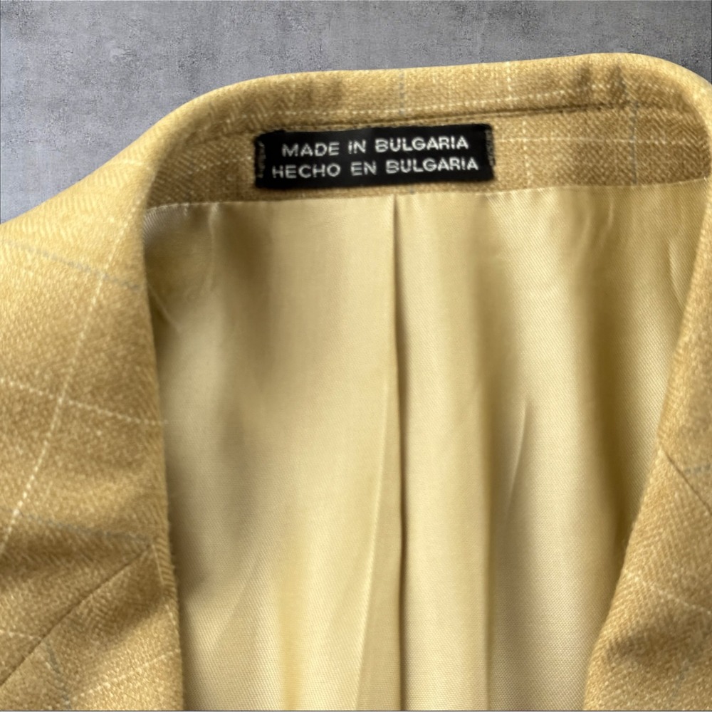 J Ferrar 42S Tan Windowpane Blazer Wool Linen Silk Italian Fabric Sport Coat - Picture 9 of 16